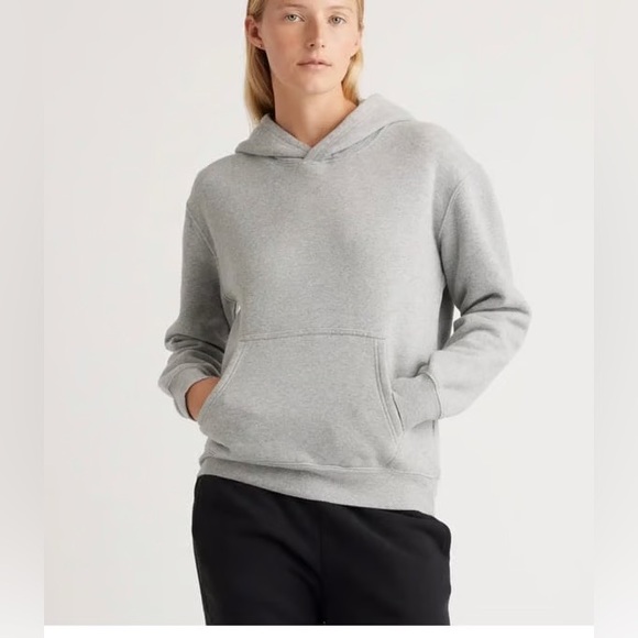 Quince Organic Cotton Heavyweight Fleece Boyfriend Hoodie Heather Grey Large - Picture 3 of 10